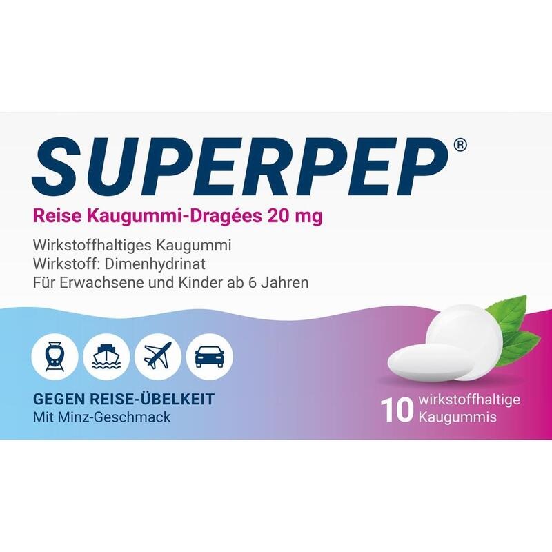 SUPERPEP Reise Kaugummi Dragees 20 mg