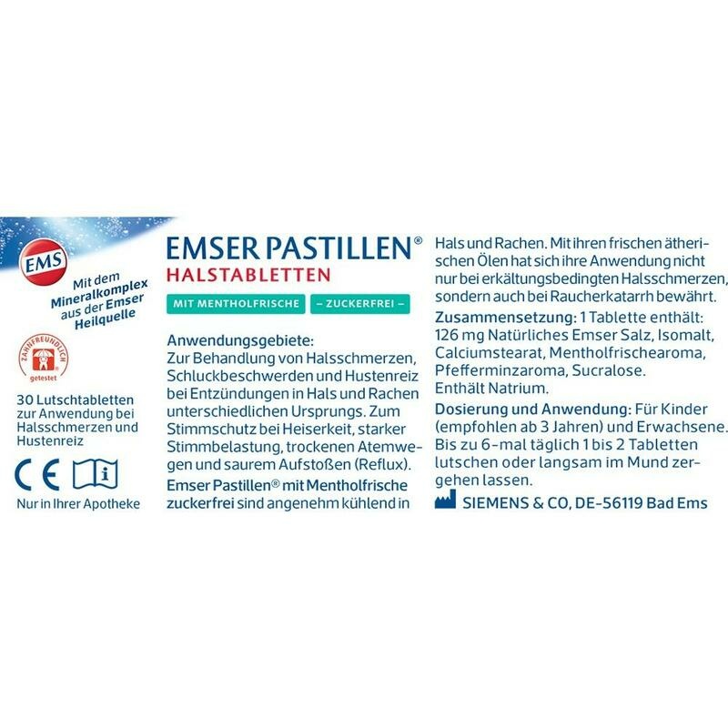 EMSER Pastillen mit Mentholfrische zuckerfrei