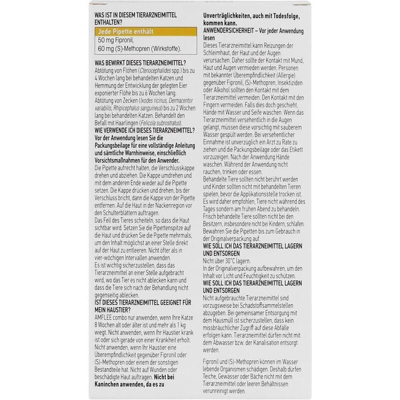 AMFLEE combo 50/60mg Lsg.z.Auftropfen f.Katzen