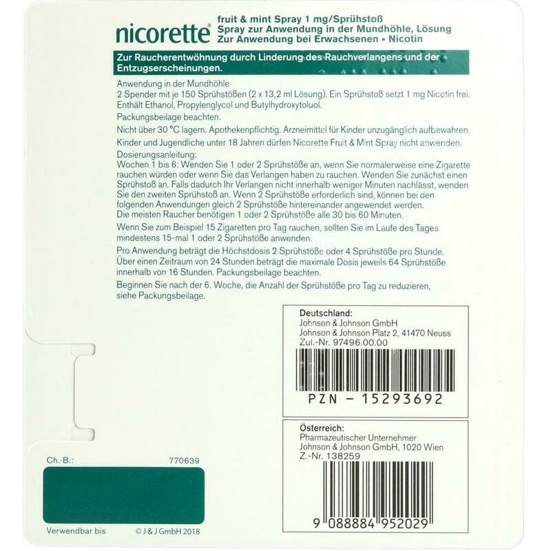 NICORETTE Fruit & Mint Spray 1 mg/Sprühstoß