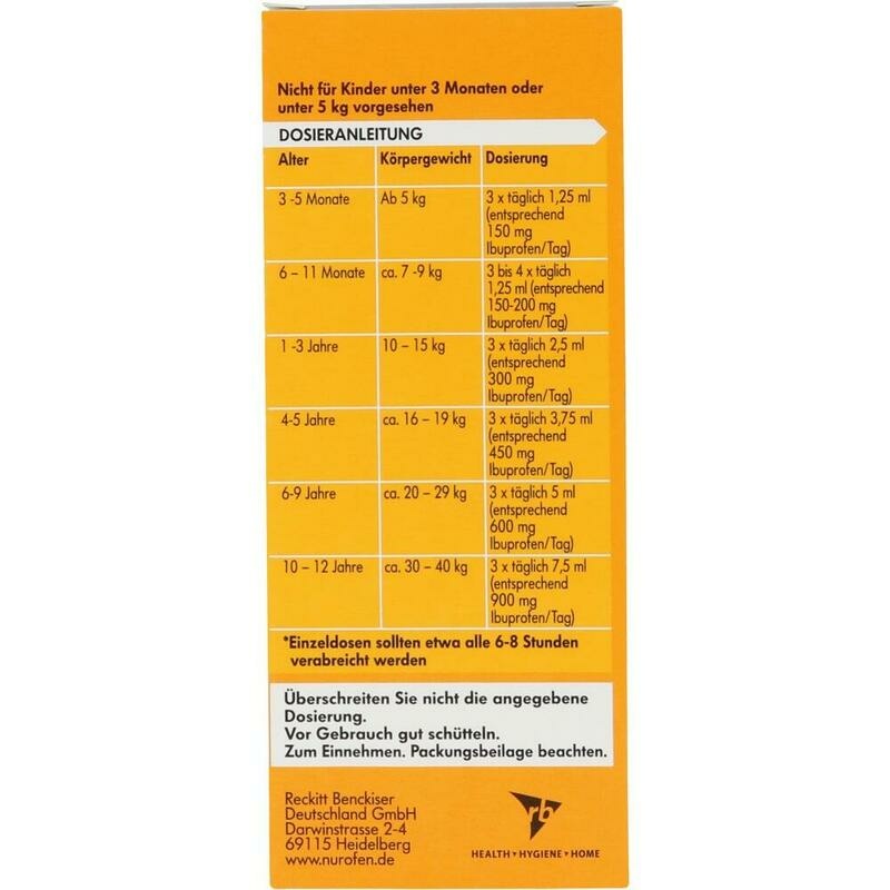 NUROFEN Junior Fieber-u.Schmerzsaft Oran.40 mg/ml