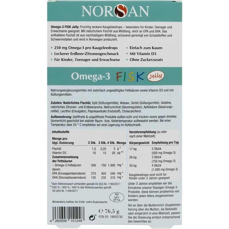 NORSAN Omega-3 FISK Jelly f.Kinder Dragees